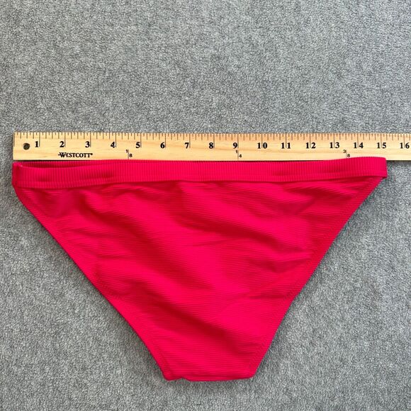 J Crew Ribbed Trim Hipster Bikini Bottom Pink Small BH485 Full Coverage New - Picture 6 of 7